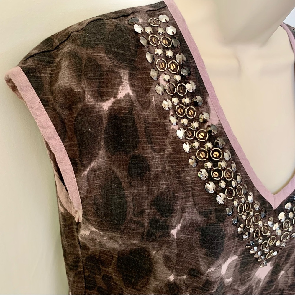 Next Women’s Mauve & Black Embellished Sleeveless Long Top UK 10 - Picture 2 of 7
